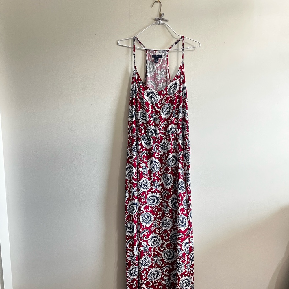 Floral Red and White Maxi Dress